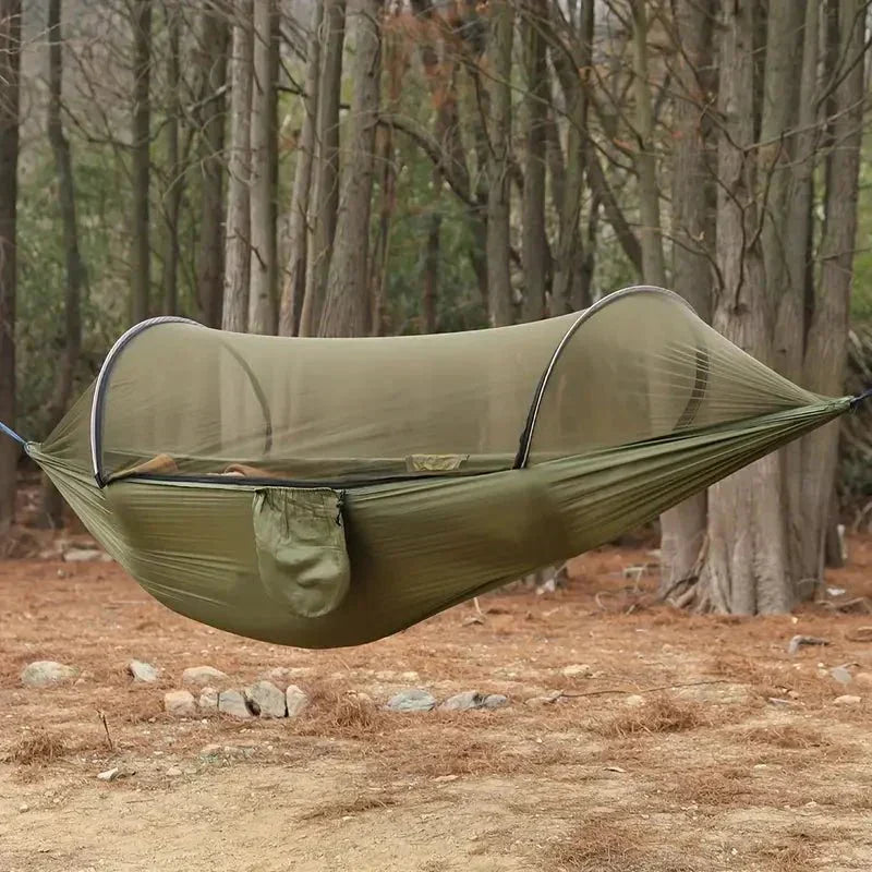 Hamac de camping à moustiquaire intégrée, jusqu'à 200 kg, vert kaki