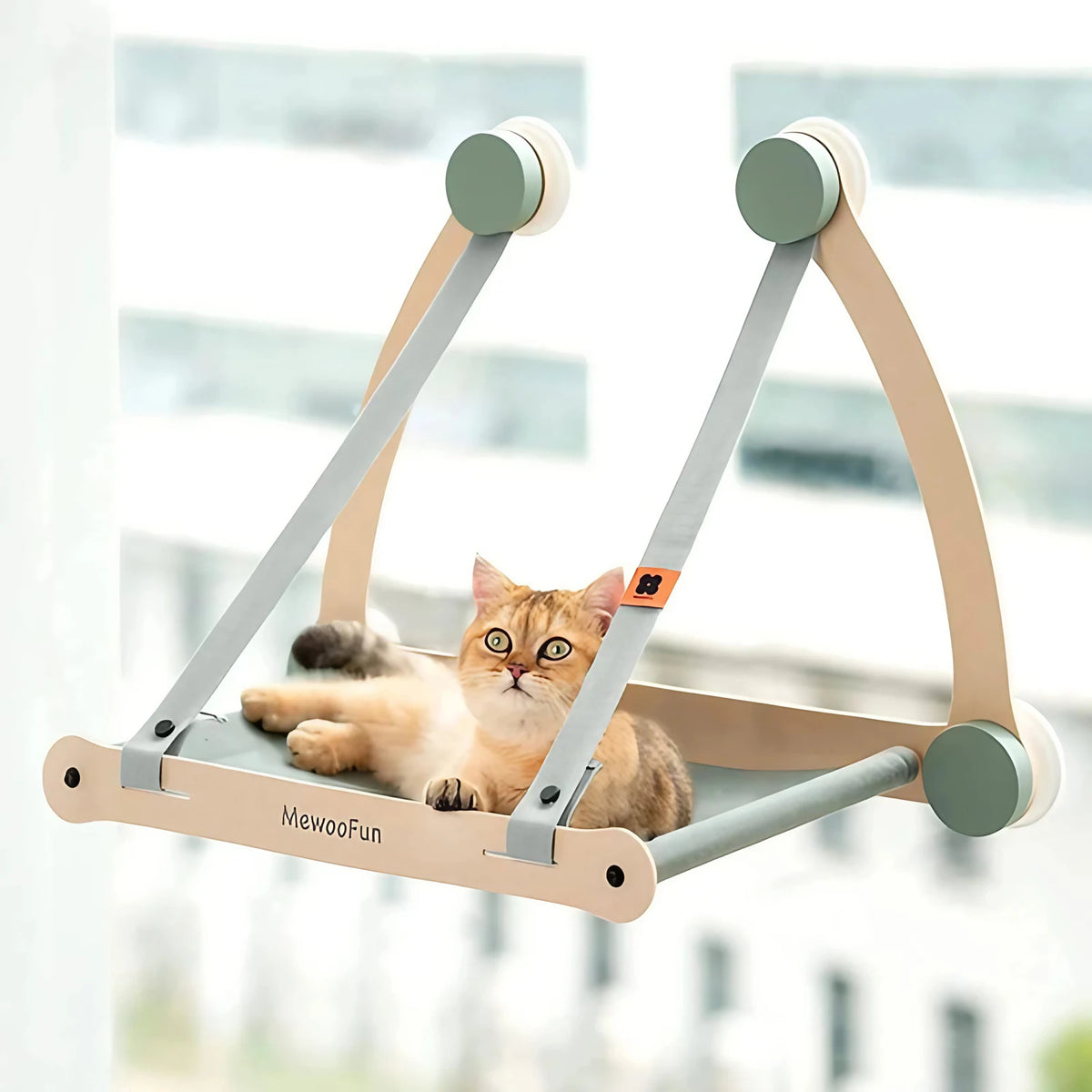 Hamac de fenêtre pour chat à ventouses, gris ou rose