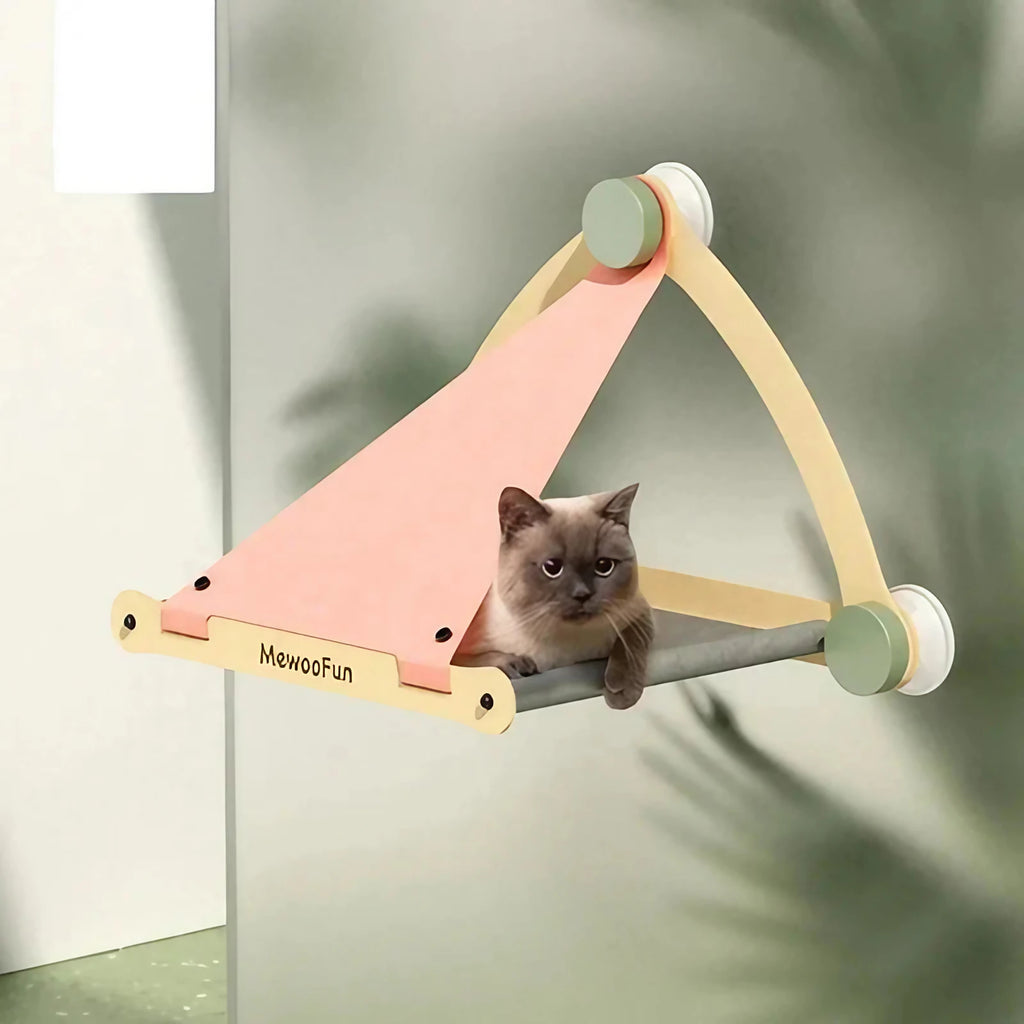 Hamac de fenêtre pour chat à ventouses, gris ou rose, rose