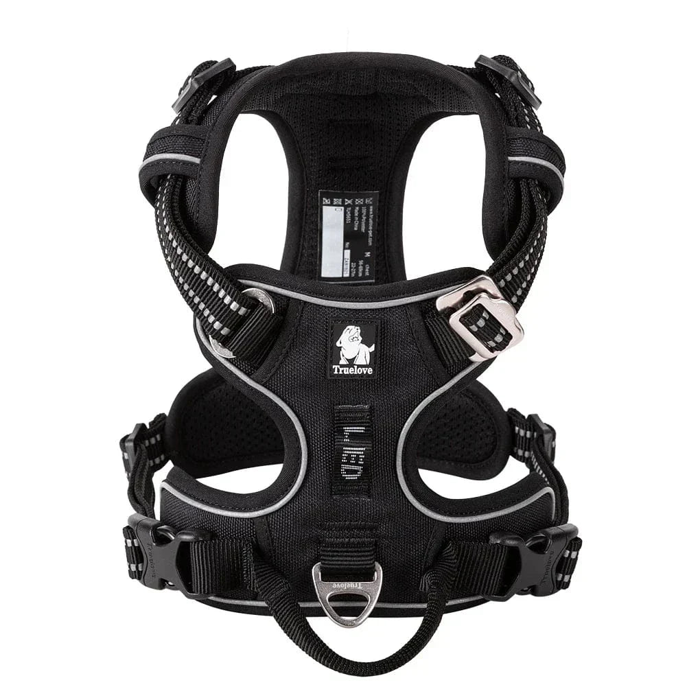 Harnais chien réglable à boucles, du XS au XL, nombreux coloris, noir