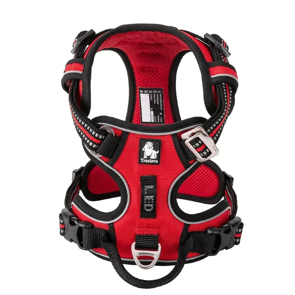Harnais chien réglable à boucles, du XS au XL, nombreux coloris, rouge