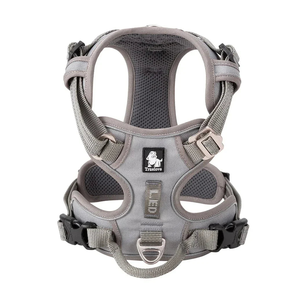 Harnais chien réglable à boucles, du XS au XL, nombreux coloris, gris
