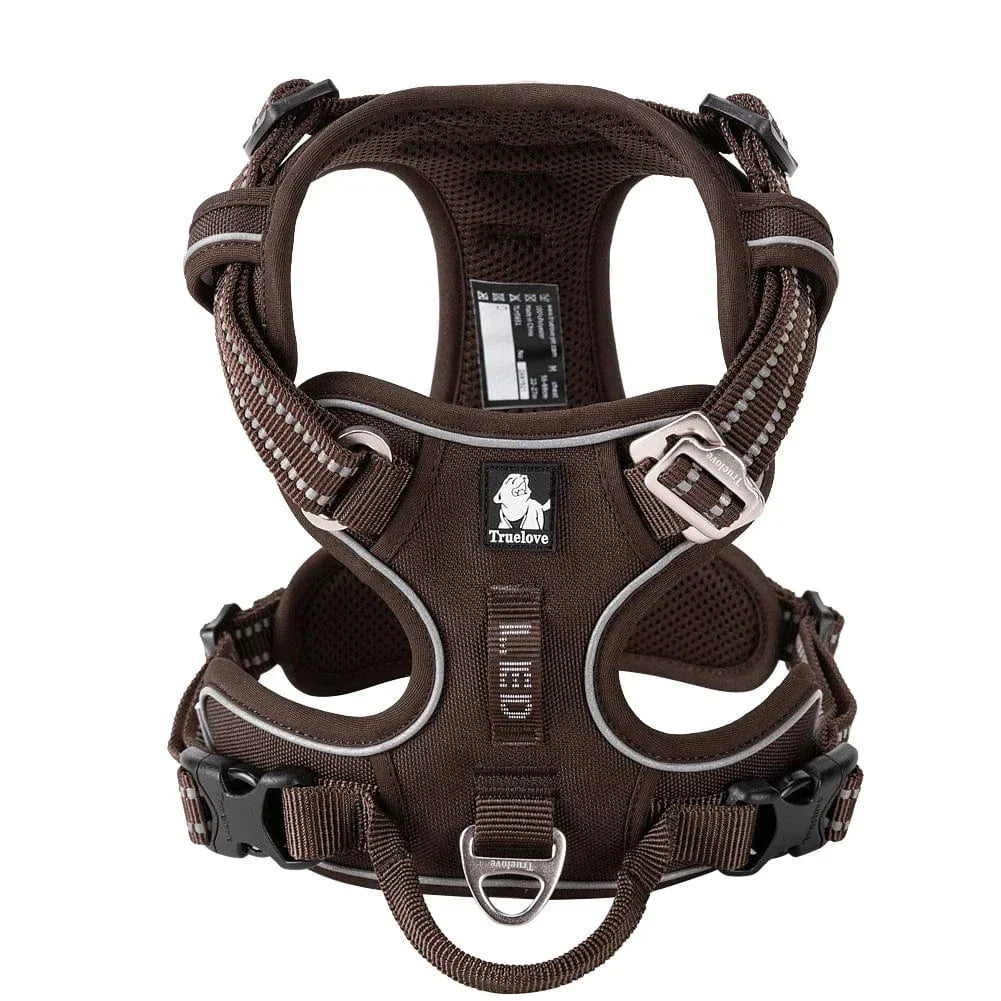 Harnais chien réglable à boucles, du XS au XL, nombreux coloris, marron