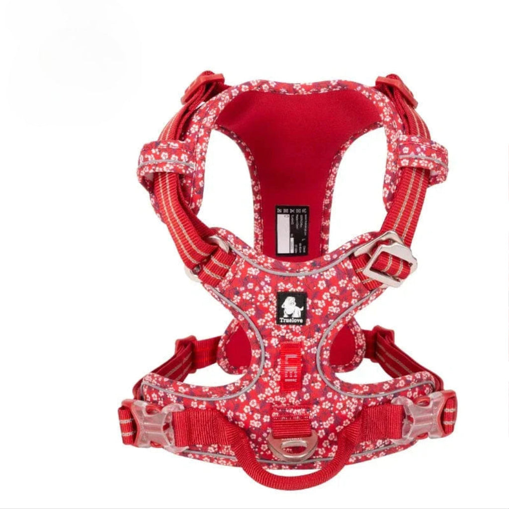 Harnais chien réglable à boucles, du XS au XL, nombreux coloris, rouge coquelicot