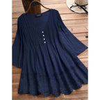 Haut en dentelle femme col V, quatre coloris, du S au 5XL, bleu marine