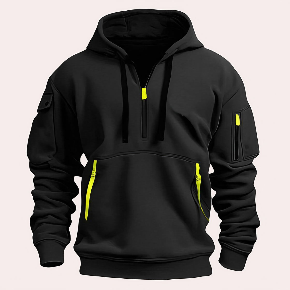 Sweat à capuche homme, capuche réglable, quatre coloris, noir