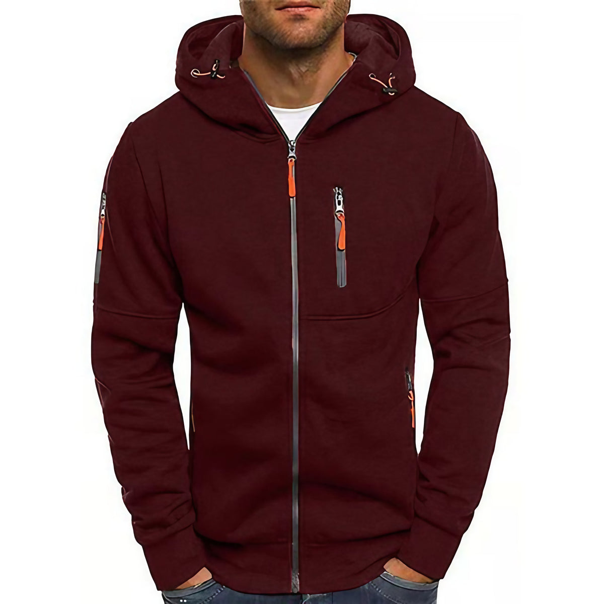 Sweat à capuche homme, six coloris, du XS au 4XL, rouge