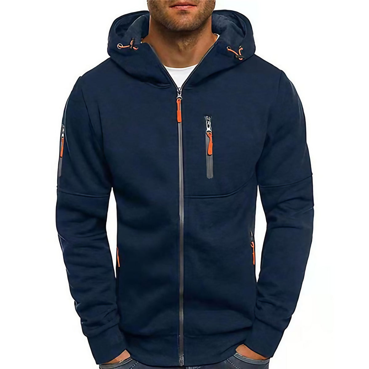Sweat à capuche homme, six coloris, du XS au 4XL, bleu marine