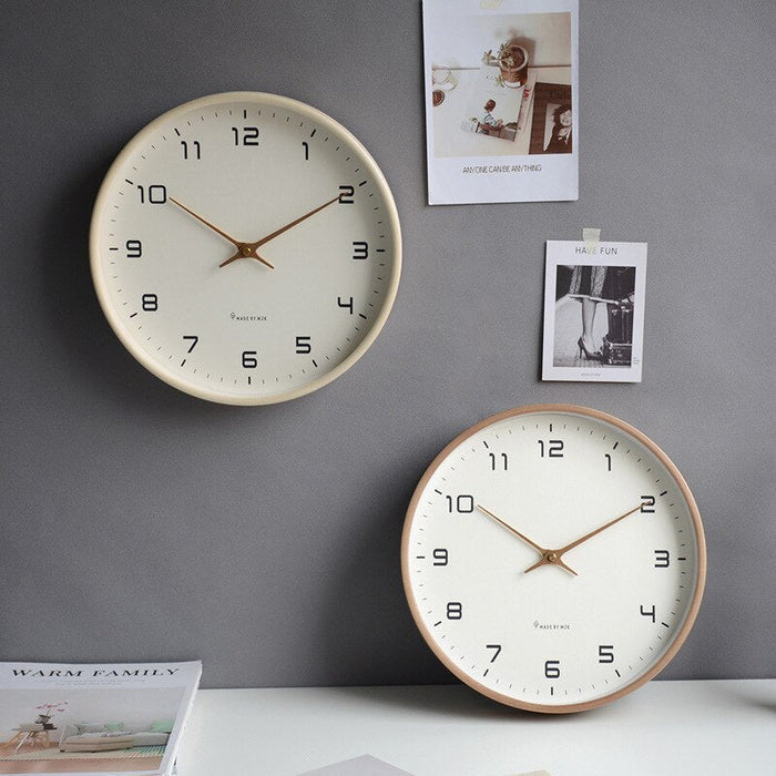 Horloge murale en bois style scandinave, mécanisme à quartz