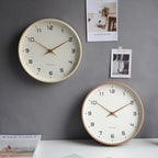 Horloge murale en bois style scandinave, mécanisme à quartz