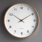 Horloge murale en bois style scandinave, mécanisme à quartz, marron