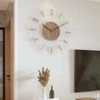 Horloge murale silencieuse en acrylique et bois, 30 cm
