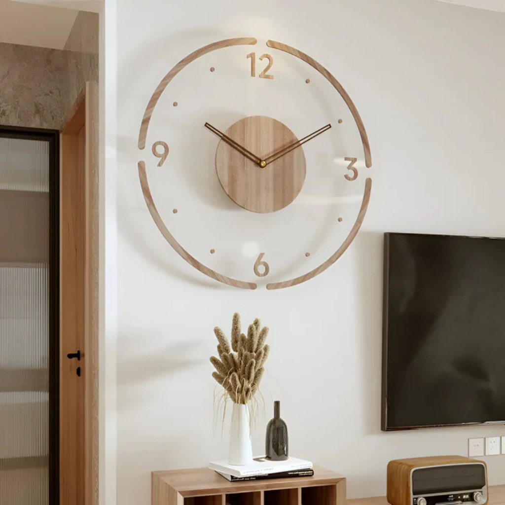 Horloge murale silencieuse en acrylique et bois, 30 cm