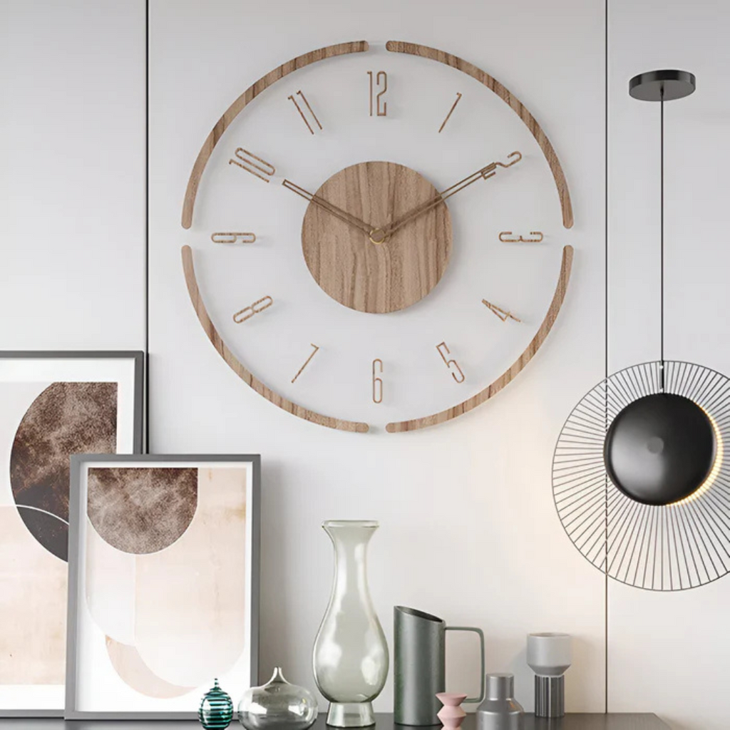 Horloge murale silencieuse en acrylique et bois, 30 cm