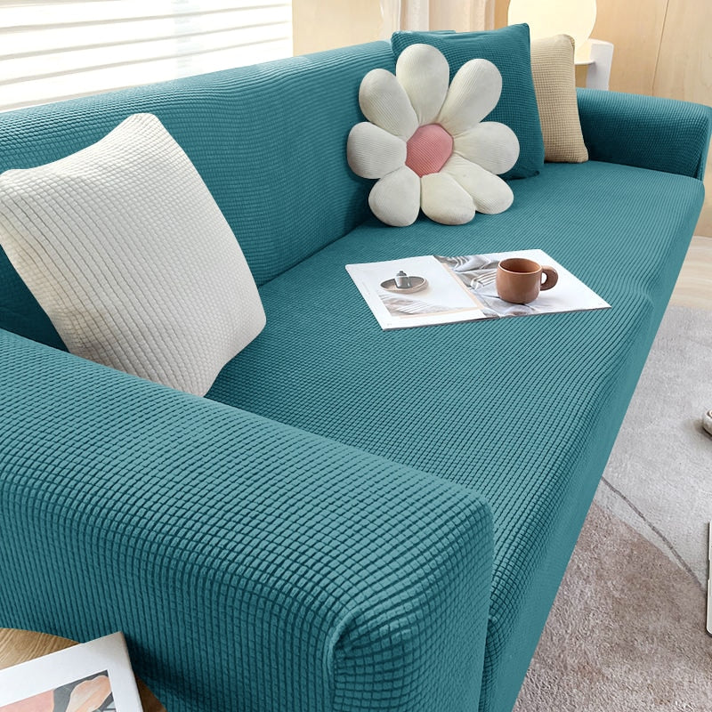 Housse de canapé extensible lavable, quatre tailles, dix coloris, bleu foncé