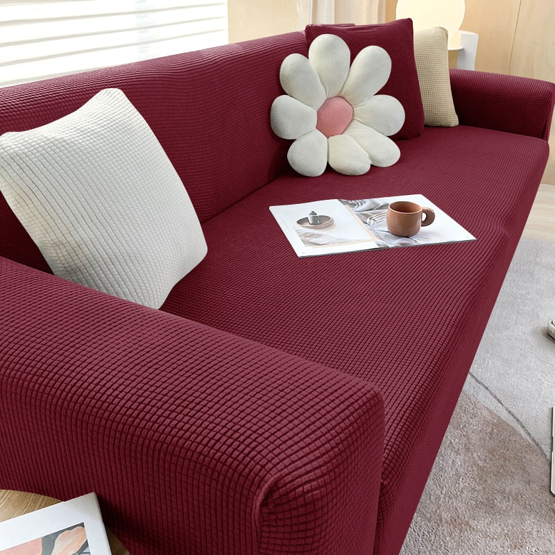 Housse de canapé extensible lavable, quatre tailles, dix coloris, bordeaux