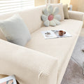 Housse de canapé extensible lavable, quatre tailles, dix coloris, beige et blanc