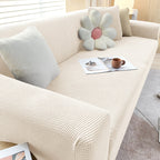 Housse de canapé extensible lavable, quatre tailles, dix coloris, beige et blanc