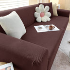 Housse de canapé extensible lavable, quatre tailles, dix coloris, marron foncé