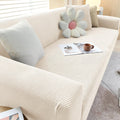Housse de canapé extensible antidérapante, de 1 à 4 places, beige blanc