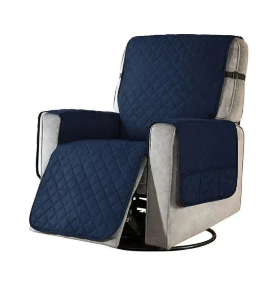Housse de fauteuil extensible lavable en machine, huit coloris, bleu foncé