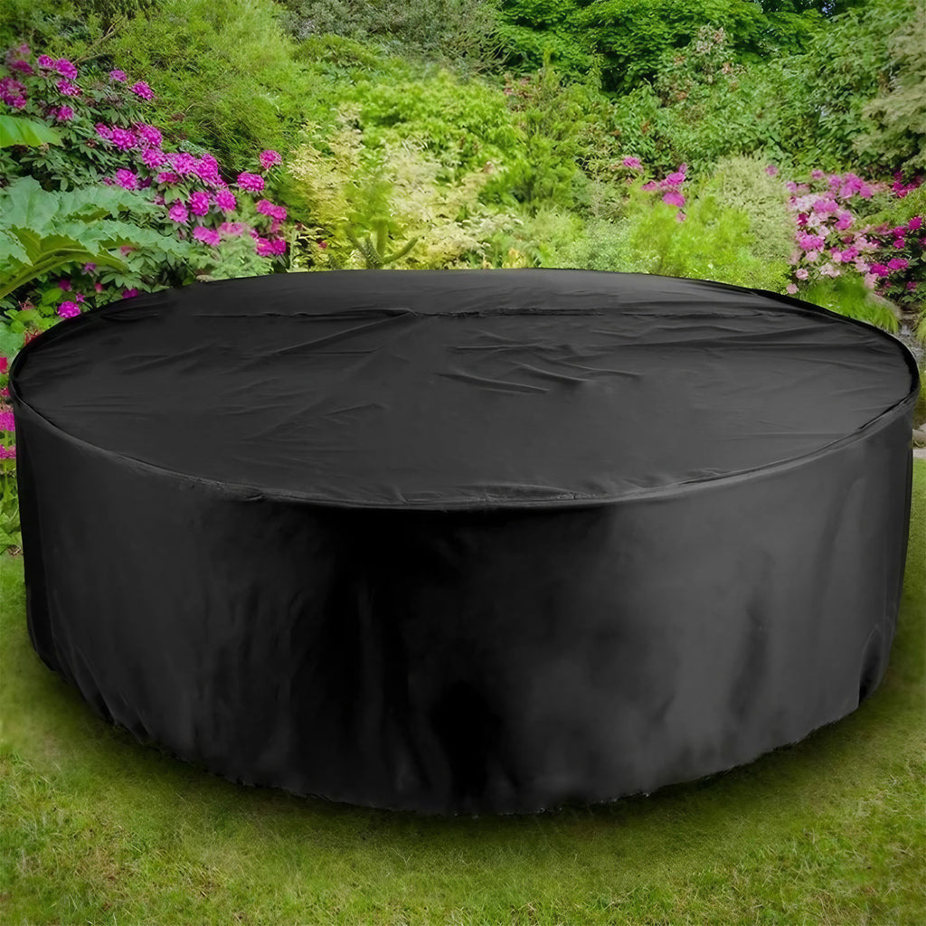 Housse de protection pour table de jardin en PVC, noire