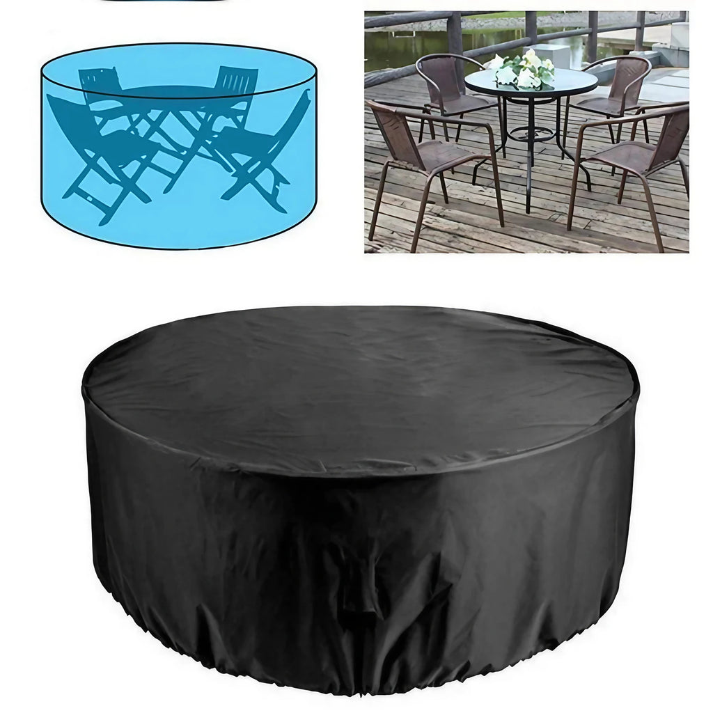 Housse de protection pour table de jardin en PVC, noire