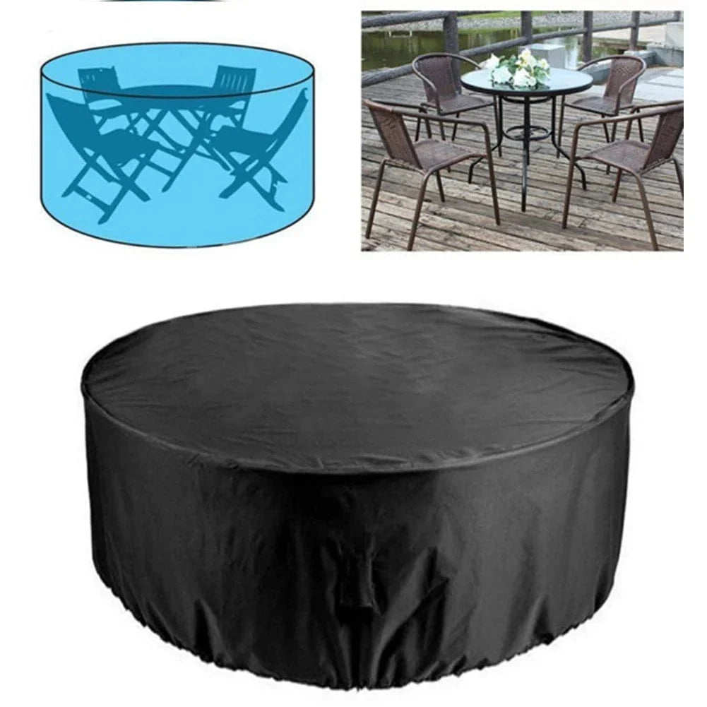Housse de protection pour table de jardin en PVC, noire