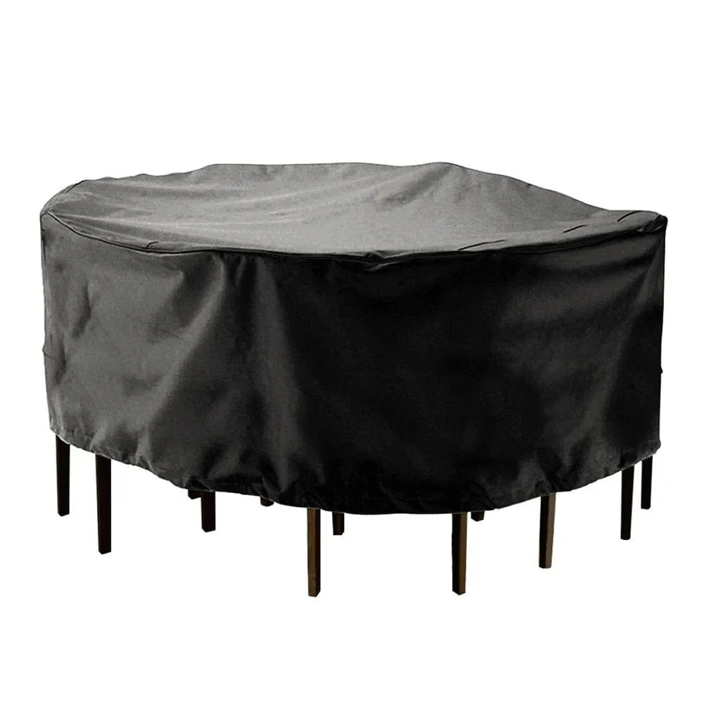 Housse de protection pour table de jardin en PVC, noire