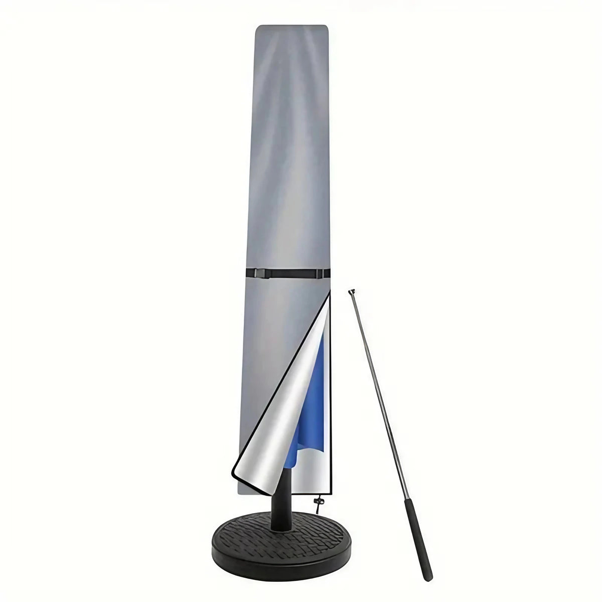 Housse de parasol imperméable anti-UV, avec tige télescopique, gris