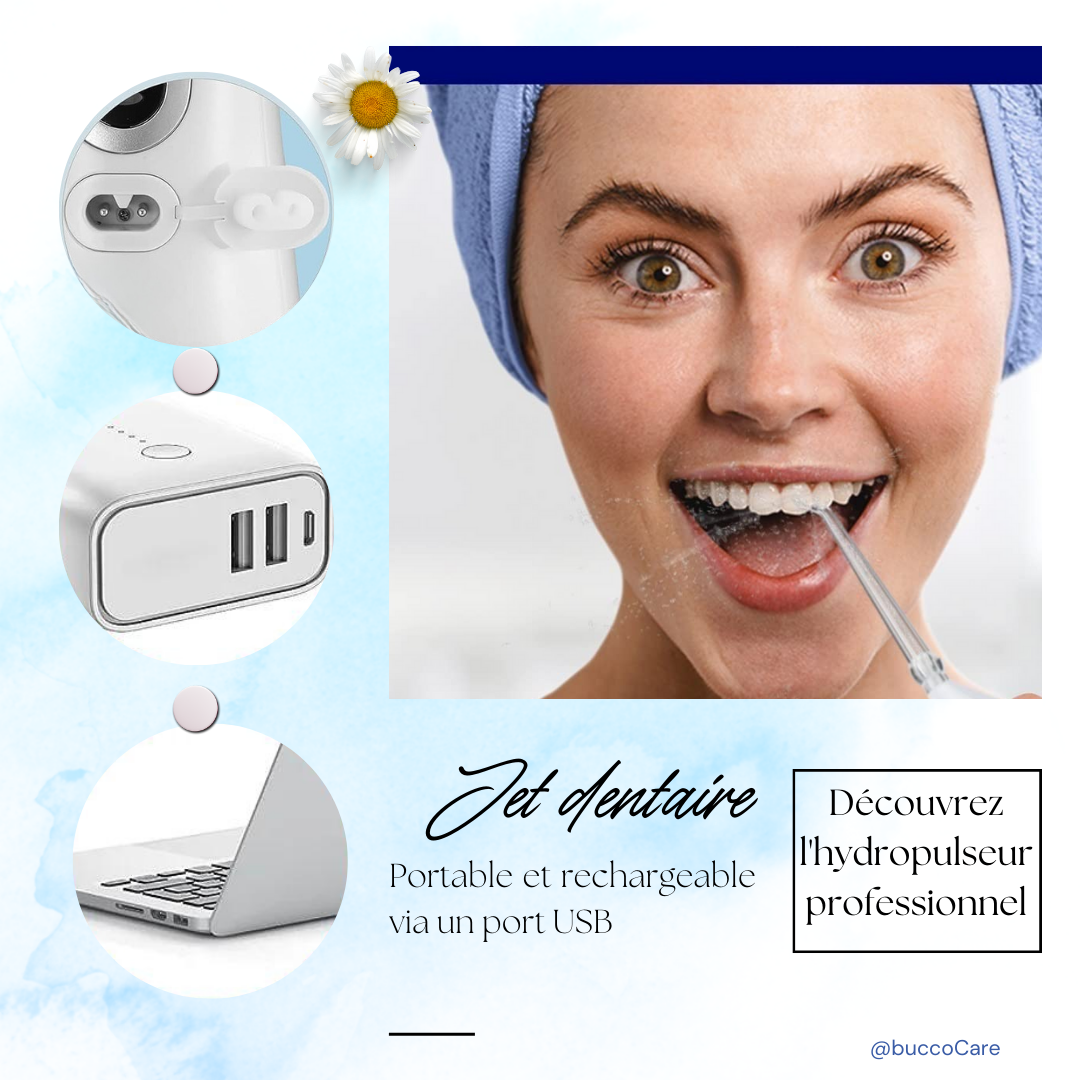 Hydropulseur dentaire sans fil rechargeable, plusieurs embouts