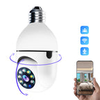Caméra ampoule WiFi 1080p, rotation 360°, vision de nuit