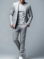 Costume homme slim deux pièces, veste et pantalon, S au 6XL, gris