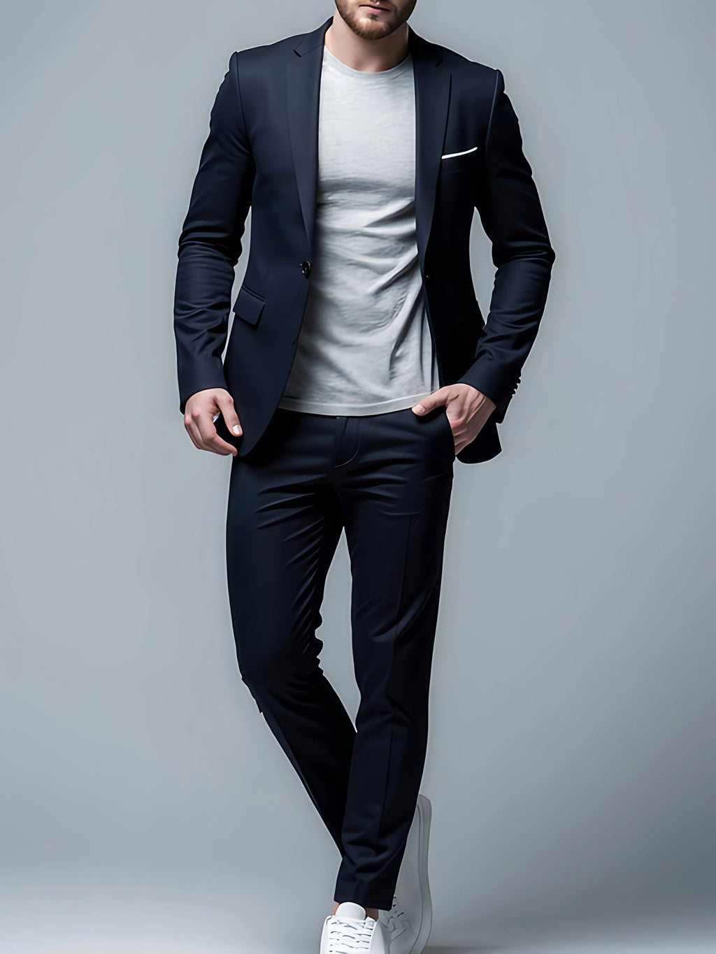 Costume homme slim deux pièces, veste et pantalon, S au 6XL, noir