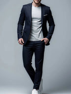 Costume homme slim deux pièces, veste et pantalon, S au 6XL, noir
