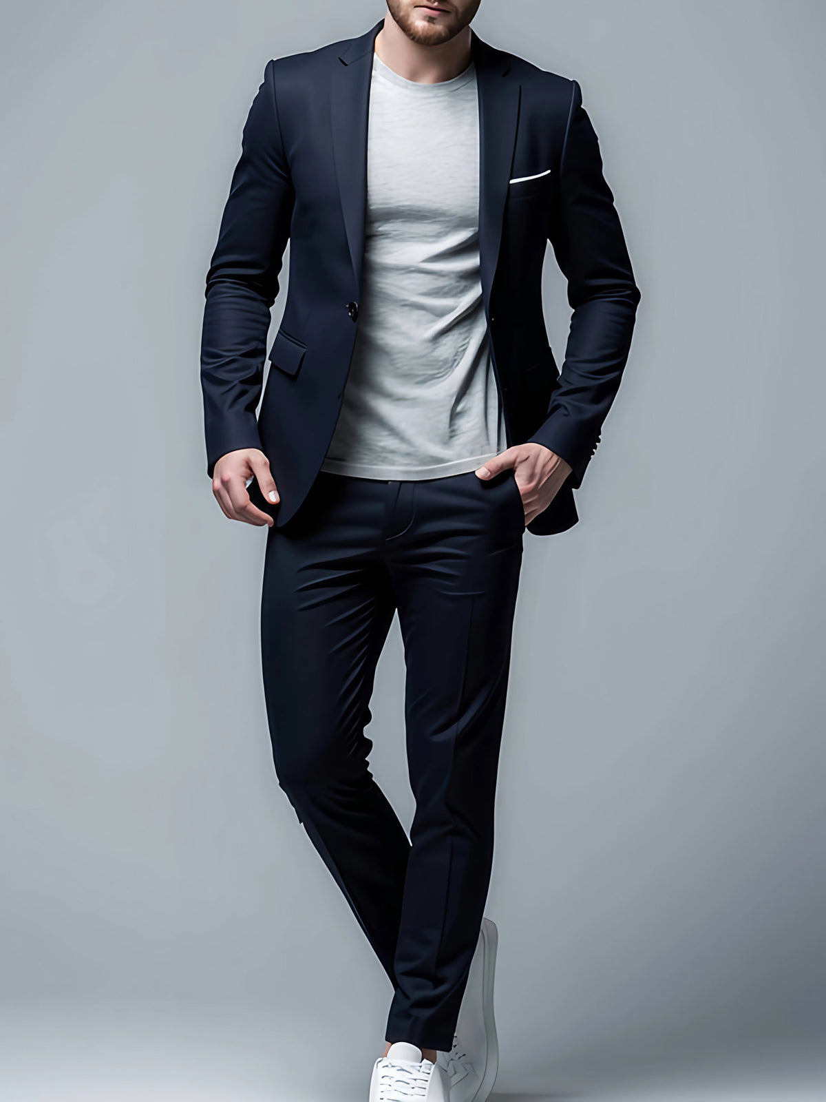 Costume homme slim deux pièces, veste et pantalon, S au 6XL, noir