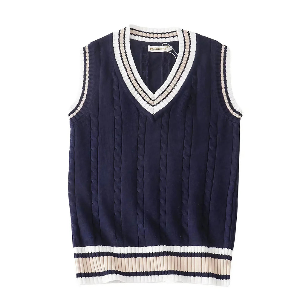 Pull sans manches homme col V en maille épaisse, cinq coloris, bleu