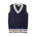 Pull sans manches homme col V en maille épaisse, cinq coloris, bleu