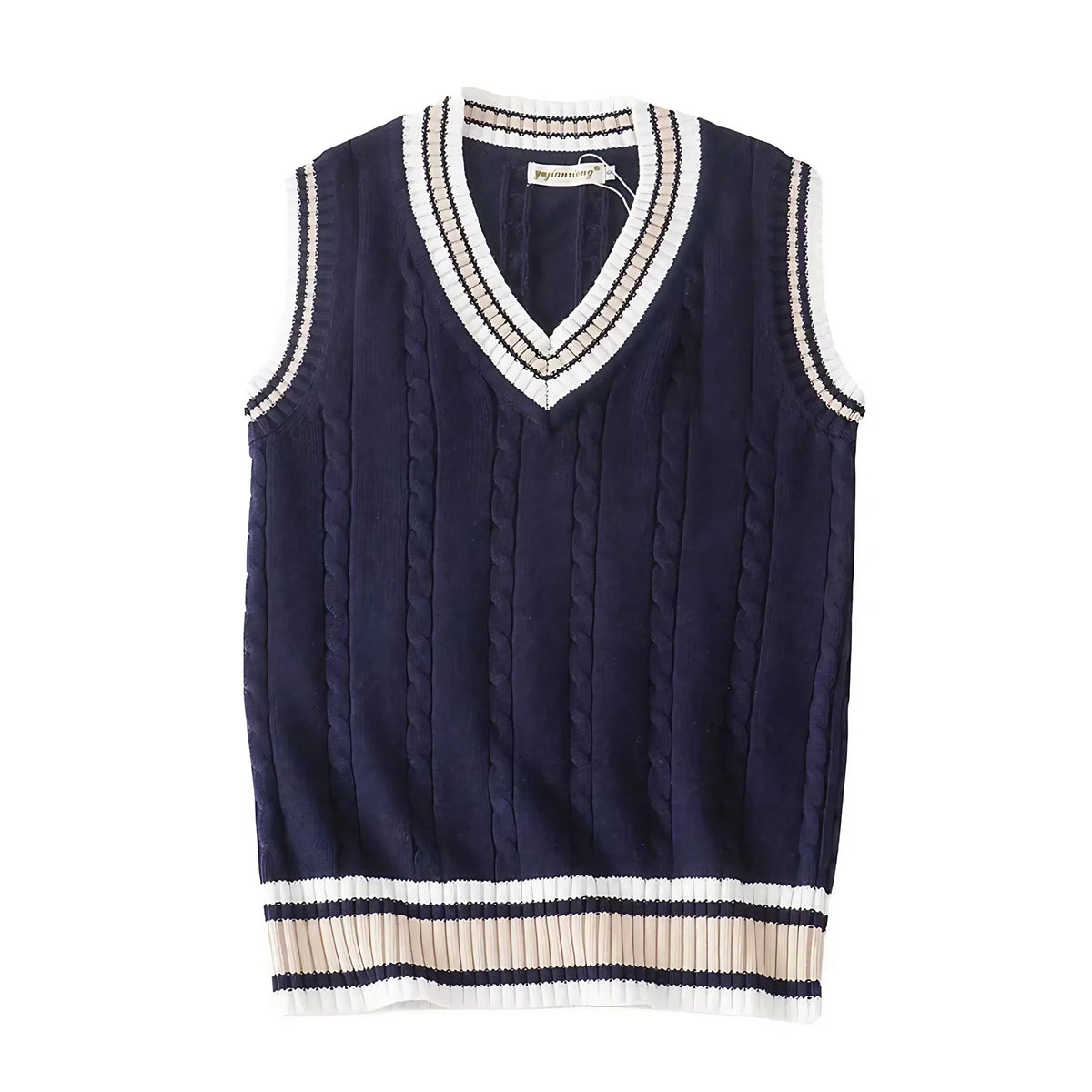 Pull sans manches homme col V en maille épaisse, cinq coloris, bleu