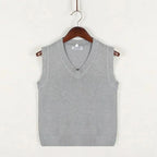 Pull sans manches homme col V en maille épaisse, cinq coloris, gris