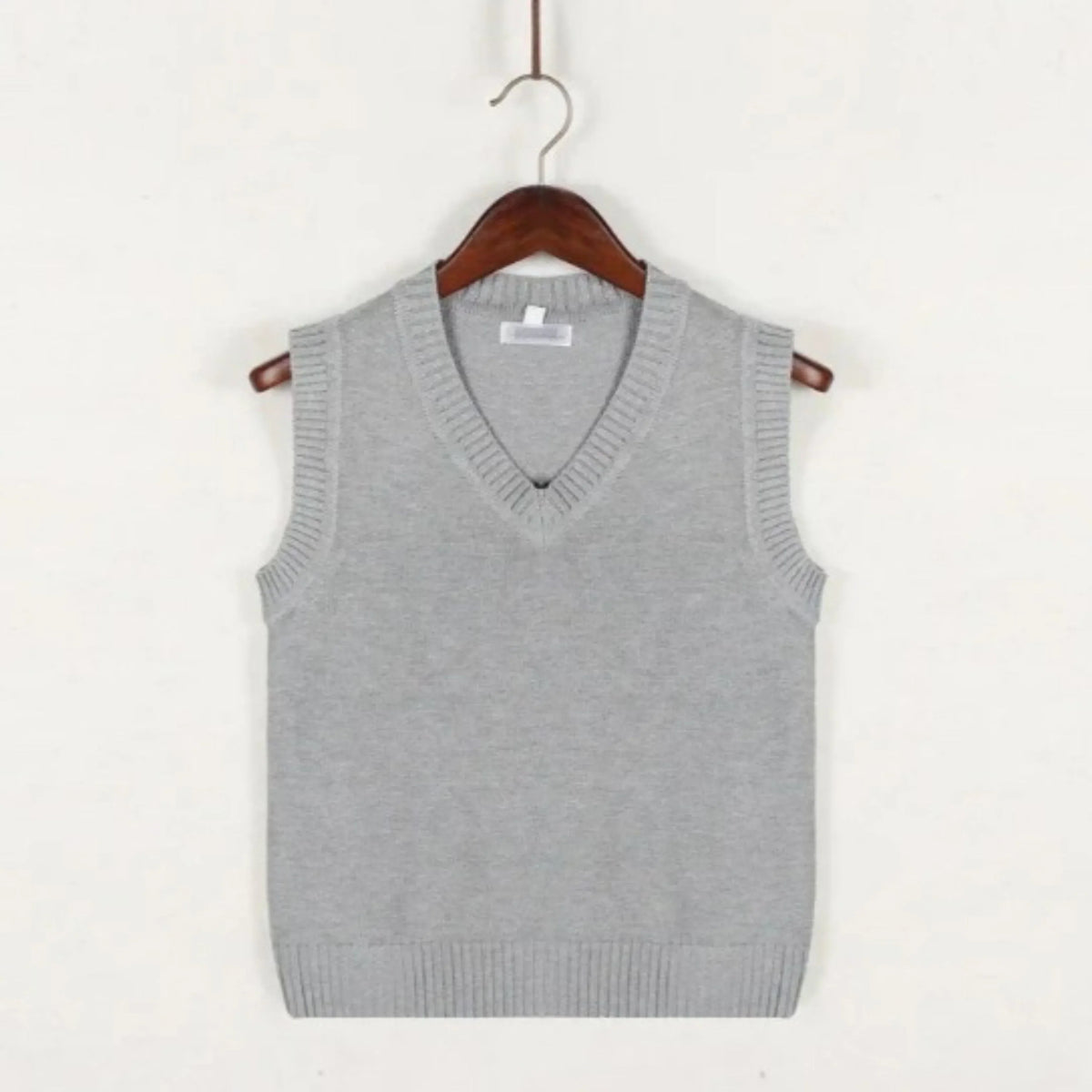 Pull sans manches homme col V en maille épaisse, cinq coloris, gris