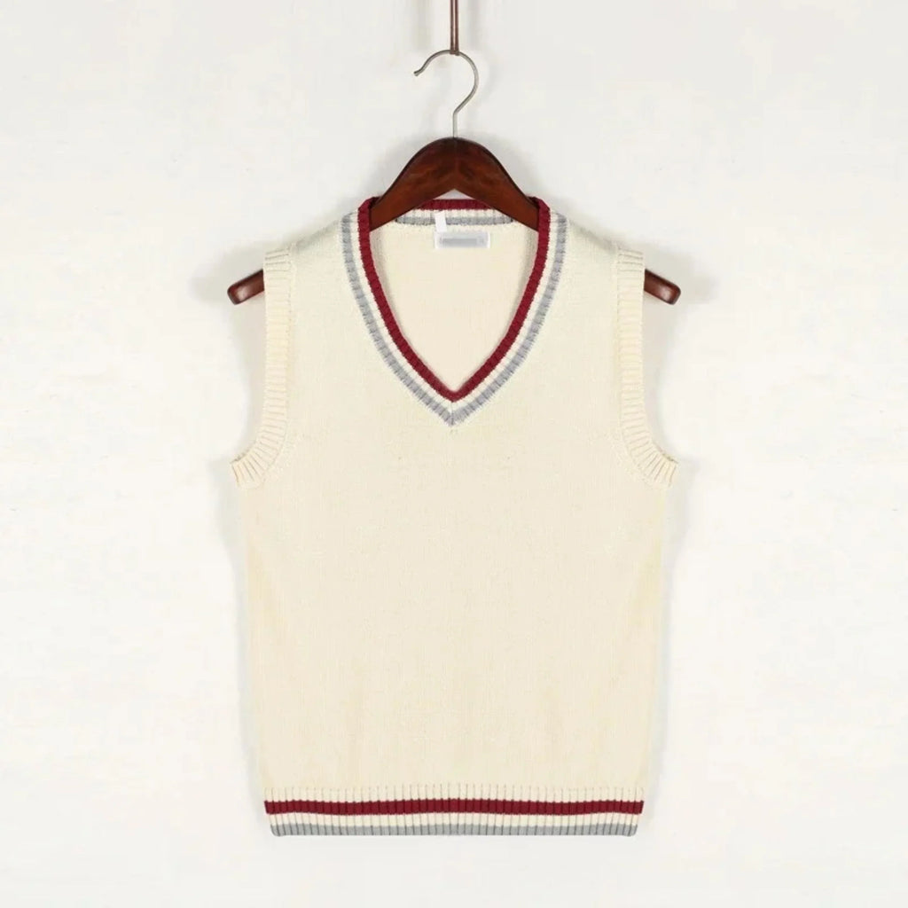 Pull sans manches homme col V en maille épaisse, cinq coloris, beige