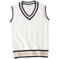 Pull sans manches homme col V en maille épaisse, cinq coloris, blanc