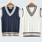 Pull sans manches homme col V en maille épaisse, cinq coloris