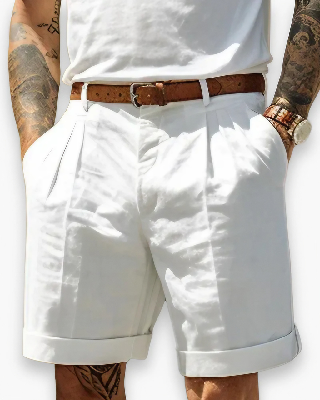 Short homme coupe ajustée, coutures renforcées, cinq coloris, blanc