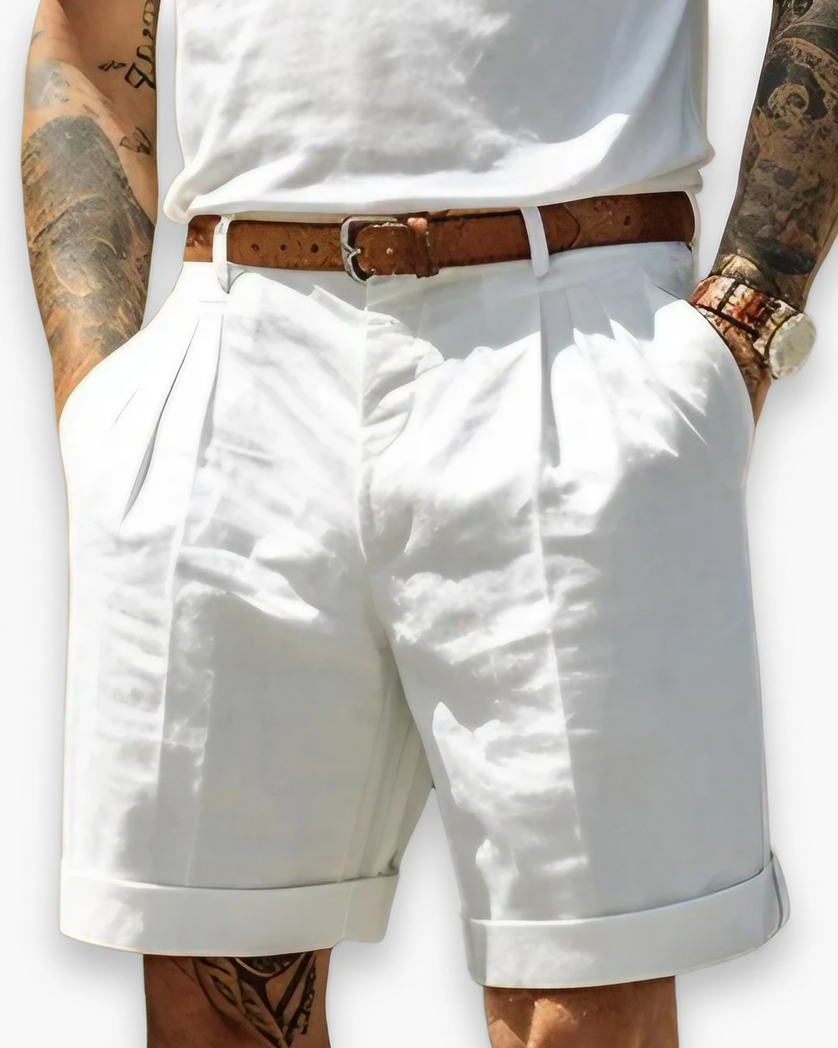 Short homme coupe ajustée, coutures renforcées, cinq coloris, blanc