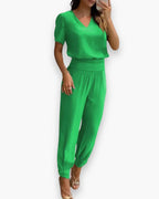 Combinaison femme ajustée à col V, neuf coloris, du S au 2XL, vert clair