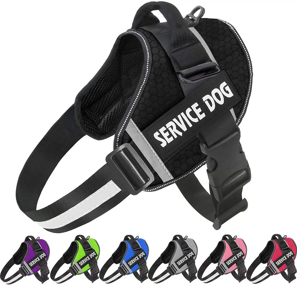 Harnais anti-traction pour chien personnalisable, réfléchissant, noir