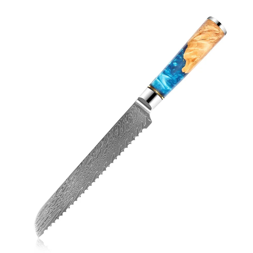 Couteaux japonais en acier de Damas 67 couches, à l'unité ou par 8