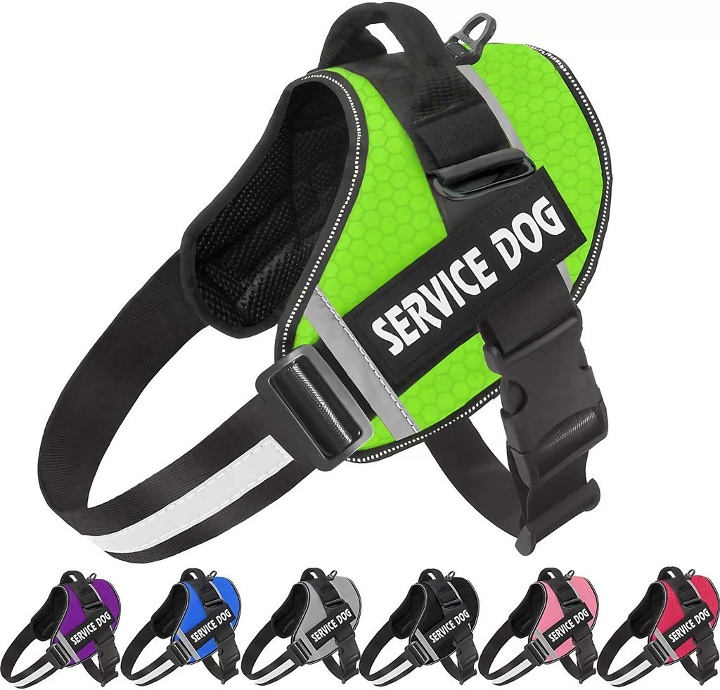 Harnais anti-traction pour chien personnalisable, réfléchissant, vert